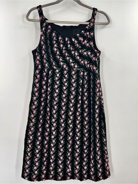 VTG Anna Sui Embroidered Floral Sleeveless Babydoll Mini Dress size 8